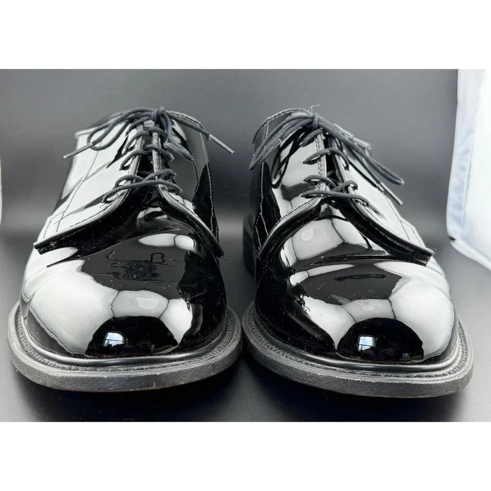 Bates High Gloss Oxford-Dress Shoes, Black, Uniform, Mens Size 12E